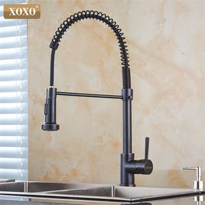 Black Oil Rubbed Kitchen Faucets Pull Out Kitchen Sink Faucet Antique Brass Mixer Single Handle Water Mixer Tap T200424