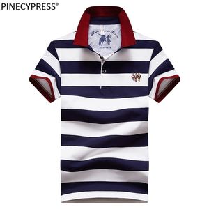 95% bawełniana 5% Spandex Jakość Summer Man Polo-Shirt Fashion Emporiaed Striped Casual Malen Blue Men krótkie rękawowe koszulka polo 220608