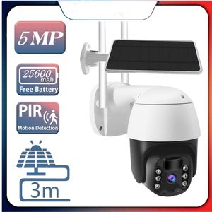 Güneş WiFi 5MP Kamera Pil CCTV Video Kablosuz Gözetim IP Kamera PTZ Güvenlik Koruma Su Geçirmez PIR Hareket Algılama
