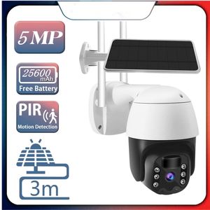 태양 광 WiFi 5MP 카메라 배터리 CCTV 비디오 무선 감시 IP 카메라 PTZ 보안 보호 방수 PIR 모션 감지