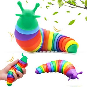 DHL Party Supplies Fidget Slug Stress Relief Articulated Sticky Stretch Sensory Toys For Autistic Friendly Slugs Toy GG0727