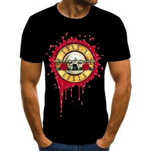 Guns Roses venda por atacado-Camisetas masculinas moda punk camiseta pistolas n rosas camiseta homens preto camiseta heavy metal tops d pistol rosa vestido hip hop tees s xl