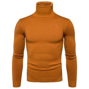 Coletes masculinos outono de inverno de inverno gúmula de giraneck de malha de tricô masculino de manga longa quente slim fit maconha casual topsmen's