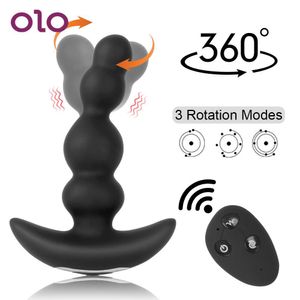 OLO Remot Control Masaż prostaty 360 stopni Rotacja Anal Anal Wtyk Vibrator Stymulator pochwy Seksowne zabawki dla mężczyzn kobiety