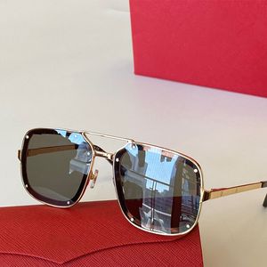 Mirror leg one edge screw Sunglasses 0194 glossy Mens double bridge designer shaped Polished Gold Plated Finish glasses frame large square driving glitter Shades