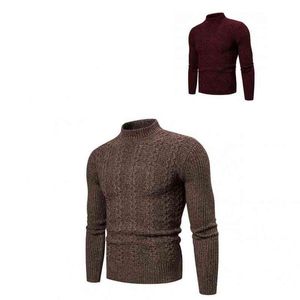 Suéter de malha na moda colarinho meio alto torção confortável cor de cor sólida mass suéteres masculinos vestido de pulôver l220730