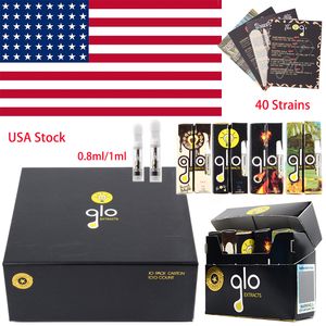 USA Stock ml ml Glo Atomizers Empty Oil Pyrex Vape Cartridges Ceramic Carts Dab Pen Wax Vaporizer E Cigarette With Magnetic Display Box Package Strains