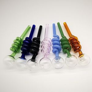 6 polegadas Pyrex Glass Oil Burner Tipe para acessórios para fumantes de narguilé Multi cores de tubo reto colher de mão colorida vaporizadores de cera SW06