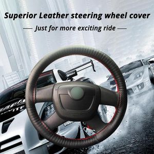 Steering Wheel Covers Car Styling DIY Extremely Soft Leather Braid On Steering-wheel Needle Thread 38cm Interior AccessoriesSteering