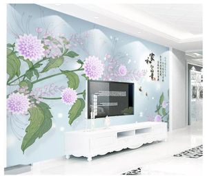 Papel de parede personalizado estilo chinês moderno simples casa e riqueza de flores frescas para sala de estar quarto de fundo quarto