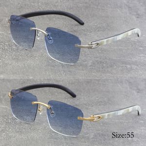 Gold Brown Lens Frames Mans Rimless Sunglasses Man Original White Mix Black Vertical Stripes Buffalo Horn Sun Glasses Woman Wire Frame Same Parts different Model