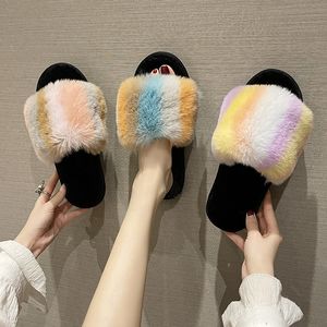 Fashion Winter Women Kapcieczki puszysty pluszowy designerski ciepły pantofrz bez poślizgu jesienne oszumy najwyższej jakości slajd wielokolorowy dla kobiet