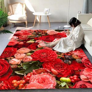 Carpets Rose Romantic Living Room Carpet Short Plush Luxury Rugs For Bedroom Soft Floor Mat Home DecorCarpets