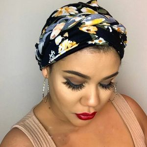 New Fashion Print Women African Headtie Hat Pre-Legato Bonnet Braid Turban Head Wrap Per Ladies Hijab Cap Africa Headwear