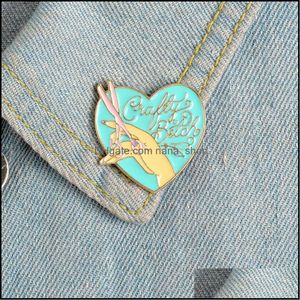 Pins Brooches Jewelry Heart Shape Love Scissors Hand Enamel Brooch Alloy Badge Cartoon Creative Denim Clothes Bag Pin Cute Sweet Accessorie