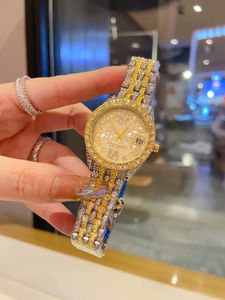 2022 Ladies Designer Diamond Watches High Quality Gold Watch lyxklockor för kvinnor Fashion rostfritt stål Remmen Clean Factory Iced Out Watch