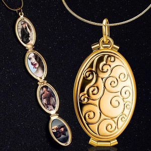 Hänghalsband smycken expanderar po låset vik öppbart halsband personlighet oval ram för män kvinnliga gåvapendant
