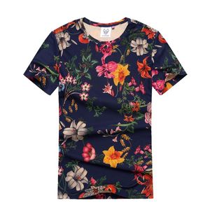 T-shirts voor heren Europese en Amerikaanse herenkleding Zomer 2022 Rondkraag met korte mouwen blauwe bloemenprint Fashion Ice Silk T-shirtmen's