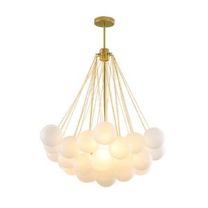 Lampade a sospensione Nordic Simple bianca glassata glassata a pallo lampadario moderno camera da letto moderna vernice in metallo dorato arredamento fai -da -te decorazioni a led vetro lampione vetro