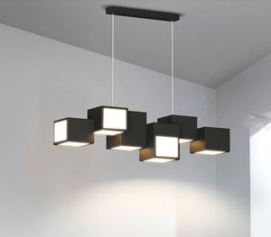 Modern LED Pendant Light Lampor för matsal kök vardagsrum Kvadrat design tak ljuskrona enkel personlighet hängande