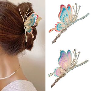 Vintage Painted Butterfly Women Hair Claws Luxury Hair Clips For Girl Crab Large Size Fashion Barrette Headwear Hair Accessories