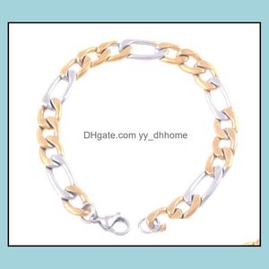 Chains Necklaces Pendants Jewelry 6Mm Gold Bracelet For Men Titanium Steel Link Chain Bracelets 22Cm Fashion Wholesale - 0780Wh Drop Deliv