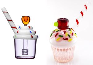 Vintage UNIQUE CUPCAKE SPRINKLE BUBBLER Glass bong hookah water smoking pipe can put customer logo by DHL UPS CNE