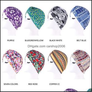 ビーニー/スキルキャップハット帽子スカーフグローブファッションアクセサリー女性フローラルプリントターバンバナダン癌ヘッドラップ化学キャップイスラム教SCイスラム教徒