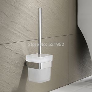 Escova de banheiro quadrado com suporte de vidro de vidro montagem em estilos contemporâneos acessórios polidos y200407