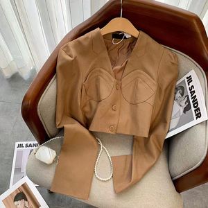 WT233- brand Designer Elegant Women's Jackets Wear occasions Vintage New Women High Quality Shoulder Pads Cropped jacket Female Chic Casual Coat French retro style