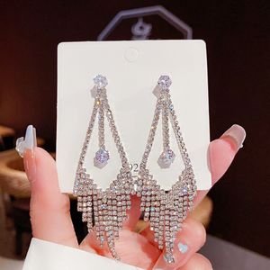 Vintage mode full diamant tassel dropphänge örhängen för kvinnor koreansk mode örhänge födelsedagsfest dagliga smycken gåvor