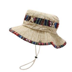 Chapéus de balde Man Women Women Beach Anti-Sun Panama Mountaineing Travel Fisherman Hats Retro Print Summer Sun Hat Hat Outdoor 220812