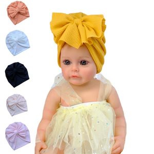 Baby Turban Girls Waffle Knotbow Head Wraps Kid Girl Cotton Headband for Infant Beanie Caps Toddler Headwear