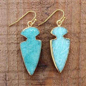 Dangle Chandelier Fashion Bold Arrowhead أقراط Women Amazonite Drop raping الأزياء الأنيقة المجوهرات الهدايا الفنية