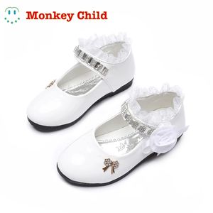 Kinder Für Mädchen Frühling Prinzessin Spitze Leder Mode Niedlichen Bogen Hochzeit Schuhe Student Party Tanz 220705