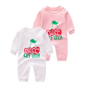 Caldo di alta qualità pagliaccetti neonato ragazze e ragazzo manica lunga primavera 100% vestiti di cotone marca lettera stampa pagliaccetto infantile bambini ourfits