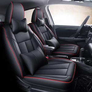 Custom 5 Seats Car Seat Covers For Honda Fit Select 14-19 years Seat Full Protection Waterproof Artificial Leather Cushion Cover 1Sets