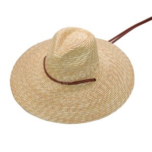 Homens de palha do Panamá, homens de verão, 13,5cm Big Brim Exterling Travel Beach Sun Hat Sun