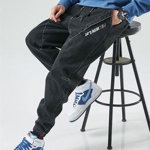 İlkbahar Sonbahar Gerilmiş Kargo Kot Erkekler Siyah Denim Joggers Baggy Harem Pantolon Rahat Jean Pantolon Artı Boyutu 8XL 220328