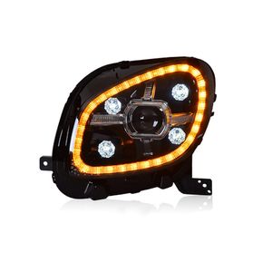 LED bil strålkastare huvudlampa för smart 2015-2018 strålkastare Smart W453 DRL Vänd signal High Beam Angel Eye Projector Lens