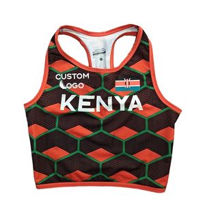 KENYA Women Track&Field Fast Running Tank Tops Suit 4*100 Speed Outfit Customizable Bra 220505