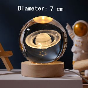 Шариковое стекло 2024 3D Crystal Night Light RGB Remote Galaxy Starry Sky Moon Lights для домашних настольных ламп 3D Touch Switch Lamp Base 1V S