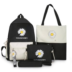 4 Piece Set High School Bags for Teenage Girls Anti-theft Travel Backpack Women Bookbags Student Schoolbag Bolsas Escolar LJ201225