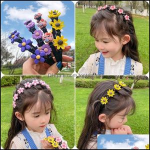 Girls Cute Flower Double Bangs Hairstyle Braided Hairbands Kids Sweet Hair Ornament Headband Fashion Accessories Drop Delivery 2021 Baby