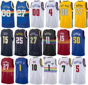 Screen Print Basketball Draft Pick Christian Braun Jersey Monte Morris 11 Bryn Forbes 6 Jeff Green 32 Bones Hyland 3 Facundo Campazzo 7 JaMychal Green 0 White Yellow