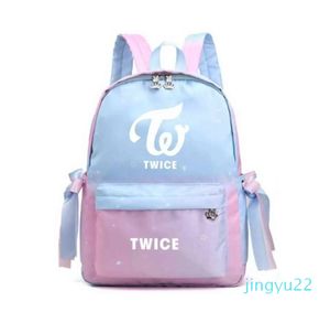 2022 nova moda colorida cor gradiente duas vezes bolsas de escola laptop laptop mochila viagem mochila rosa bagpack