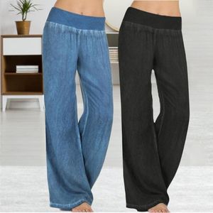 Calças Femininas Capris Femininas Pernas Largas Plus Size Leve Elástica Calças de Cintura Alta Crianças Menina Moda Longo Cor Sólida Adulto