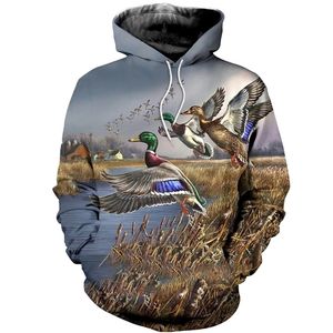 Fode Men 3D Hoodie Print Hunting Ente Kapuze -Sweatshirts Unisex Casual Streetwear Hoody Großhandel und Einzelhandel LJ200826