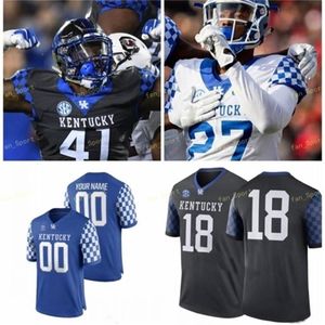 Thr NCAA College Jerseys Kentucky Wildcats Personalizzato 1 Lynn Bowden 3 Terry Wilson 9 Davonte Robinson 10 Asim Rose 12 Chance Poore Football Stitched