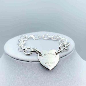 10AAA Bransoletka dla kobiet Sterling Sier Sier Sier wiszące serce łańcuch w kształcie O Wysokiej jakości biżuteria Prezent CO G220510